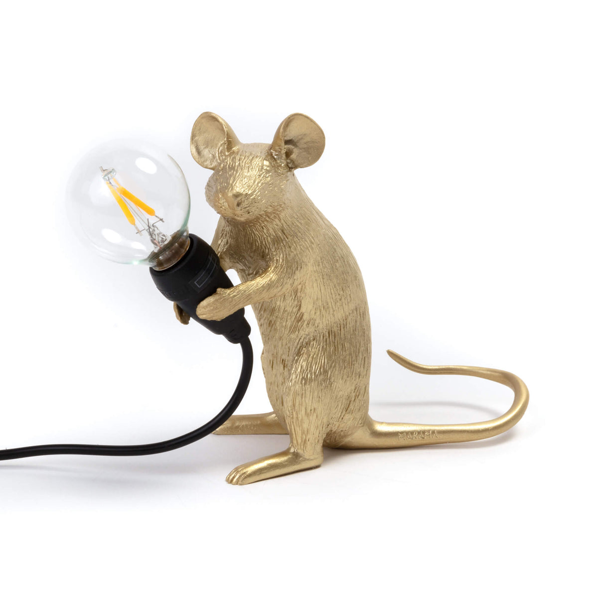 totaal Excursie hooi Seletti Mouse Lamp USB, Sitting Gold | Dotmaison