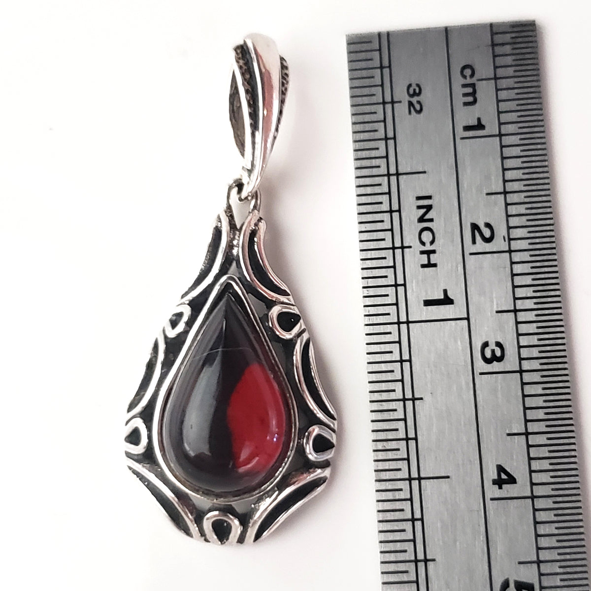 vintage silver and cherry amber pendant. Vintage pendant
