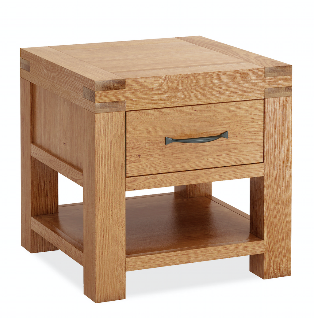 oak lamp table with drawer