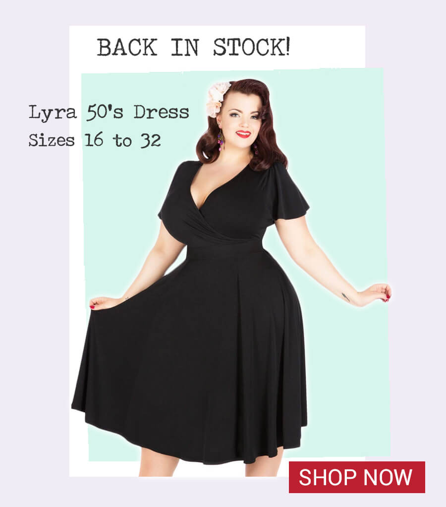 Image of model wearing Lyra Plus size 1950s dress