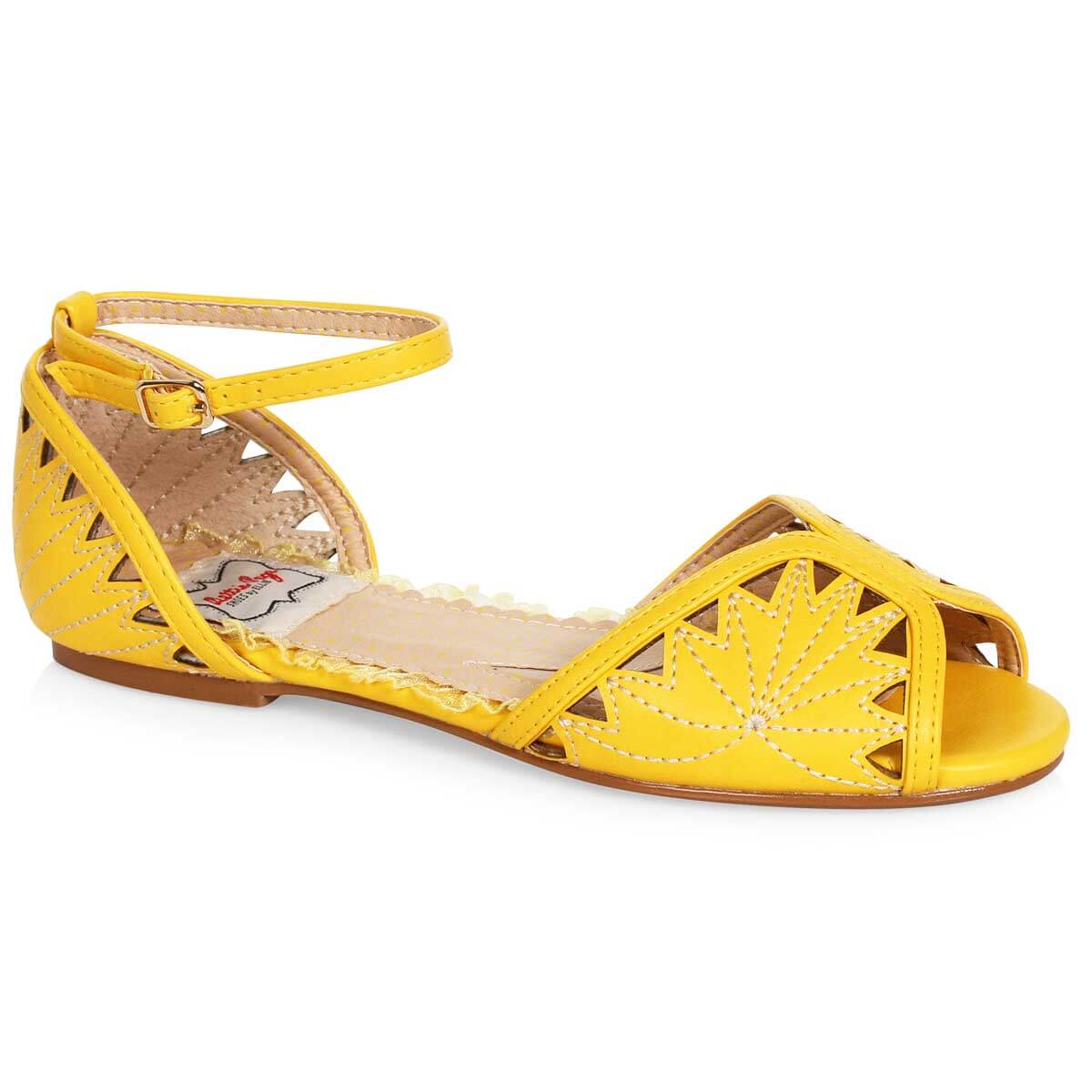 yellow peep toe flats