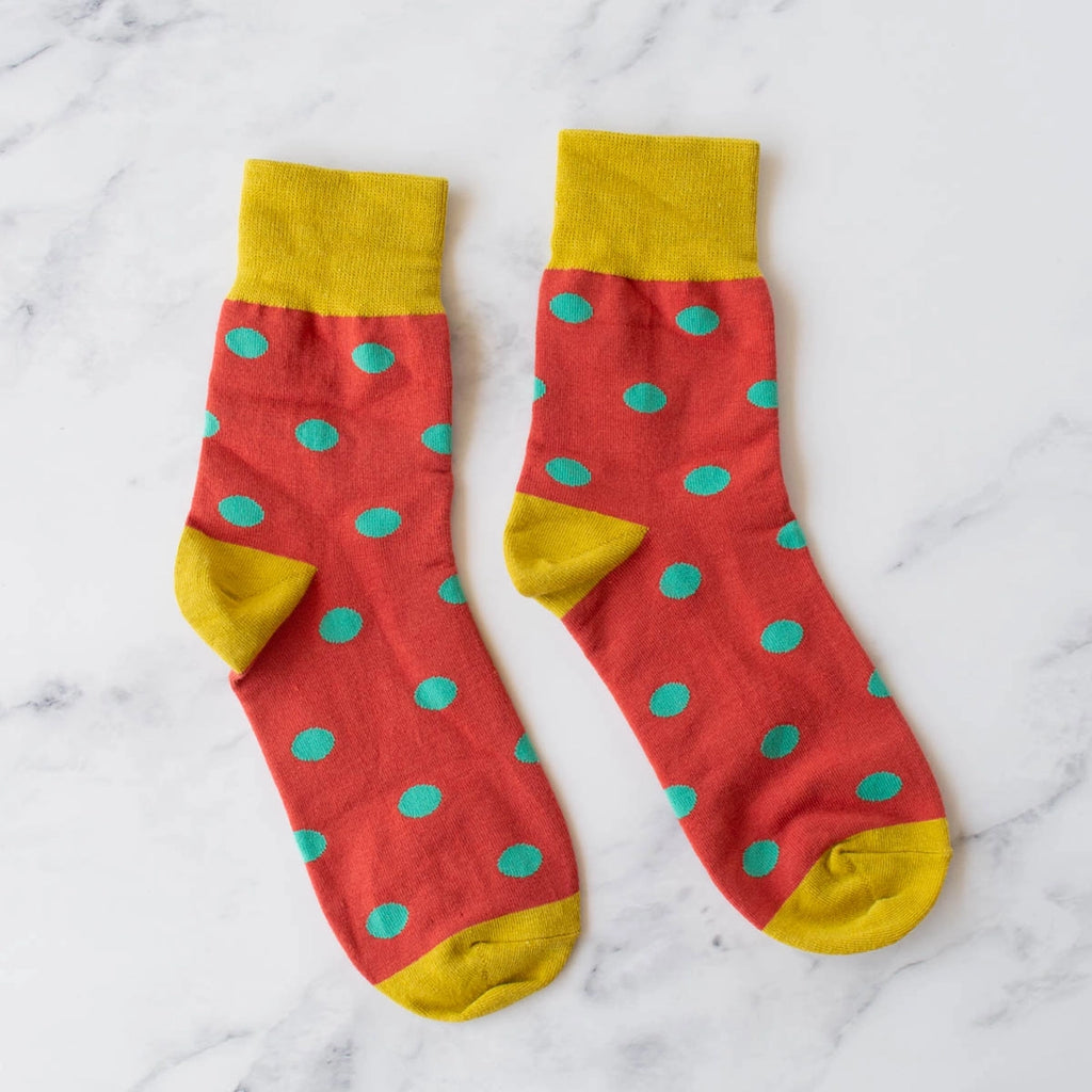 rosalind polka dot socks in poppy/mustard
