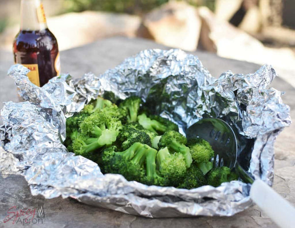 steamed broccoli in foil
