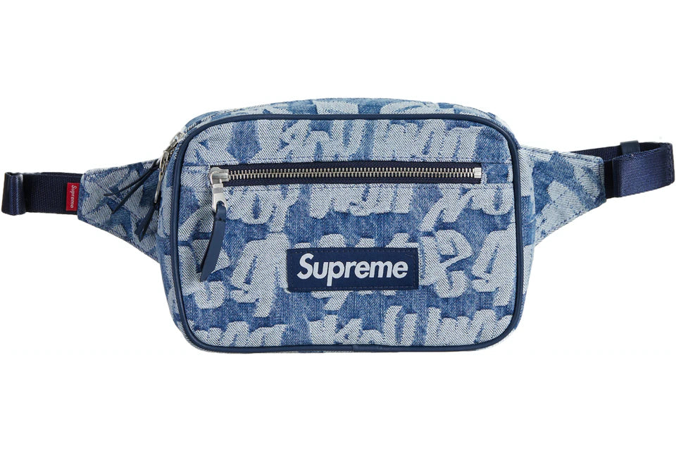 Supreme 22Ss Fat Tip Jacquard Denim Puffer Jacket Blue Size M in Hand