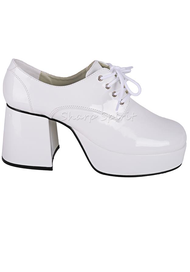 White Patent Platform Mens Disco Shoes 