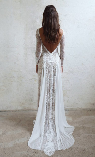 ivory lace sheath wedding dress