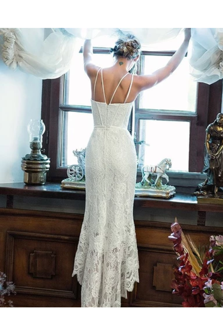 Buy Elegant Lace White Sheath Prom Dress Lace Simple Wedding Dress Online Jolilis 3531