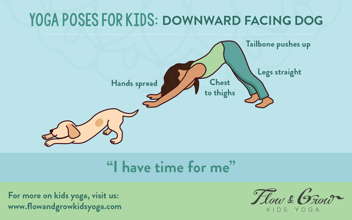 Downward Dog, downward yoga. Yoga poses for kids.