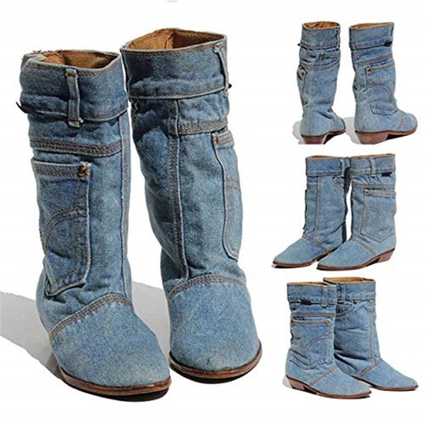 ladies denim boots