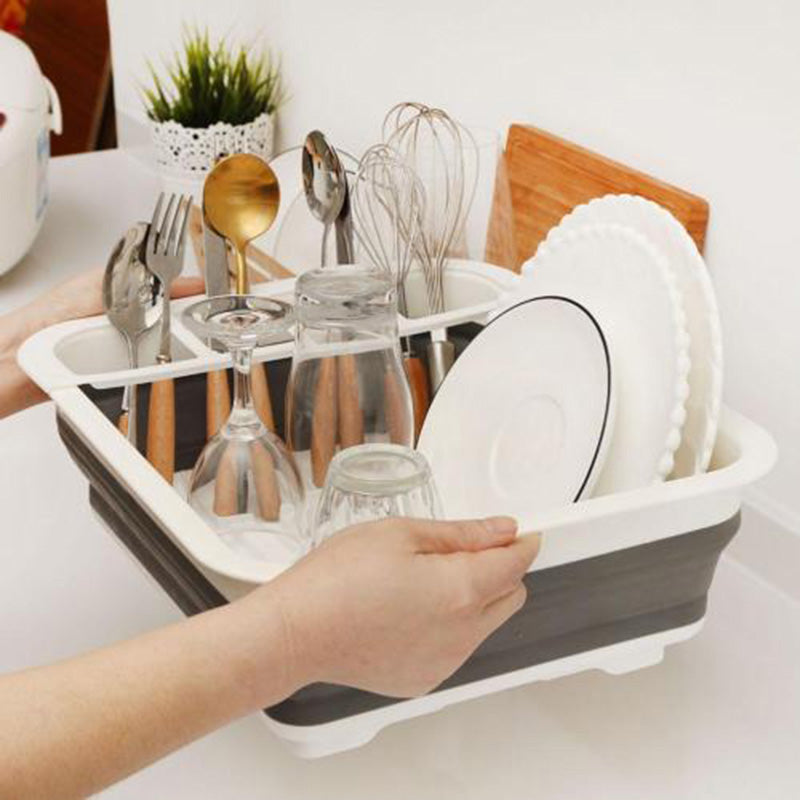 Collapsible Over The Sink Dish Drying Folding Rack Drainer Dishes Dry Storage