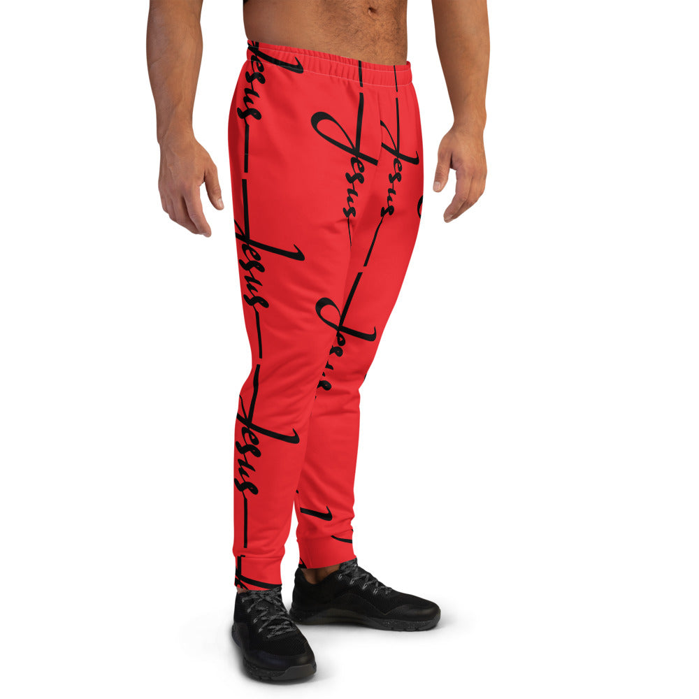 all red joggers