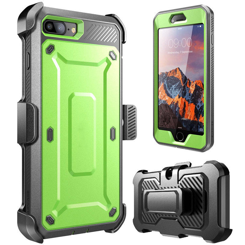 Ultra Rugged Heavy Duty Full-Body Armor Casing For iPhone 7 Plus Protective Cover With Holster Clip And Built-in Screen Protector