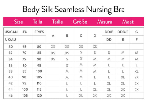 Bravado Body Seamless Silk (BSS) Sizing Chart