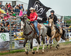 Bronwyn and Chief victory lap at the St Thomas Ram Rodeo