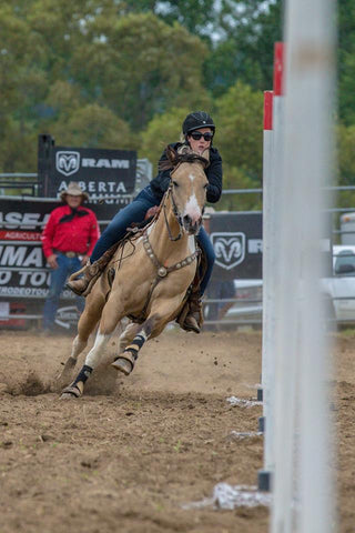 Apaches Golden Nugget, Chief and Bronwyn winning the St. Thomas Ram Rodeo in polebending