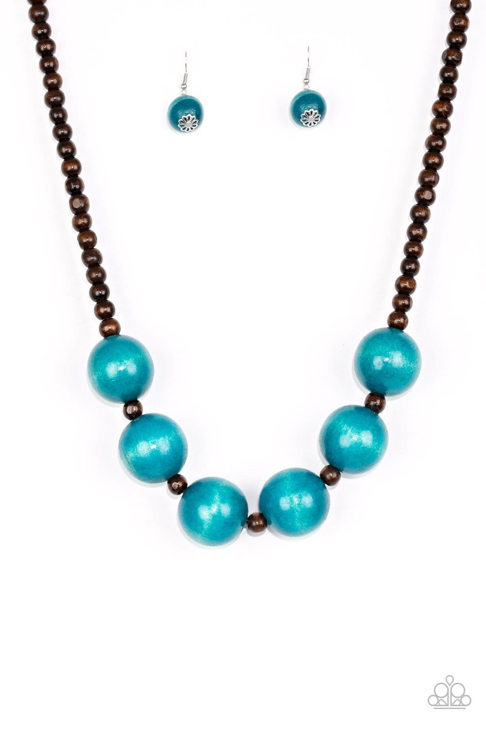 blue wood necklace paparazzi