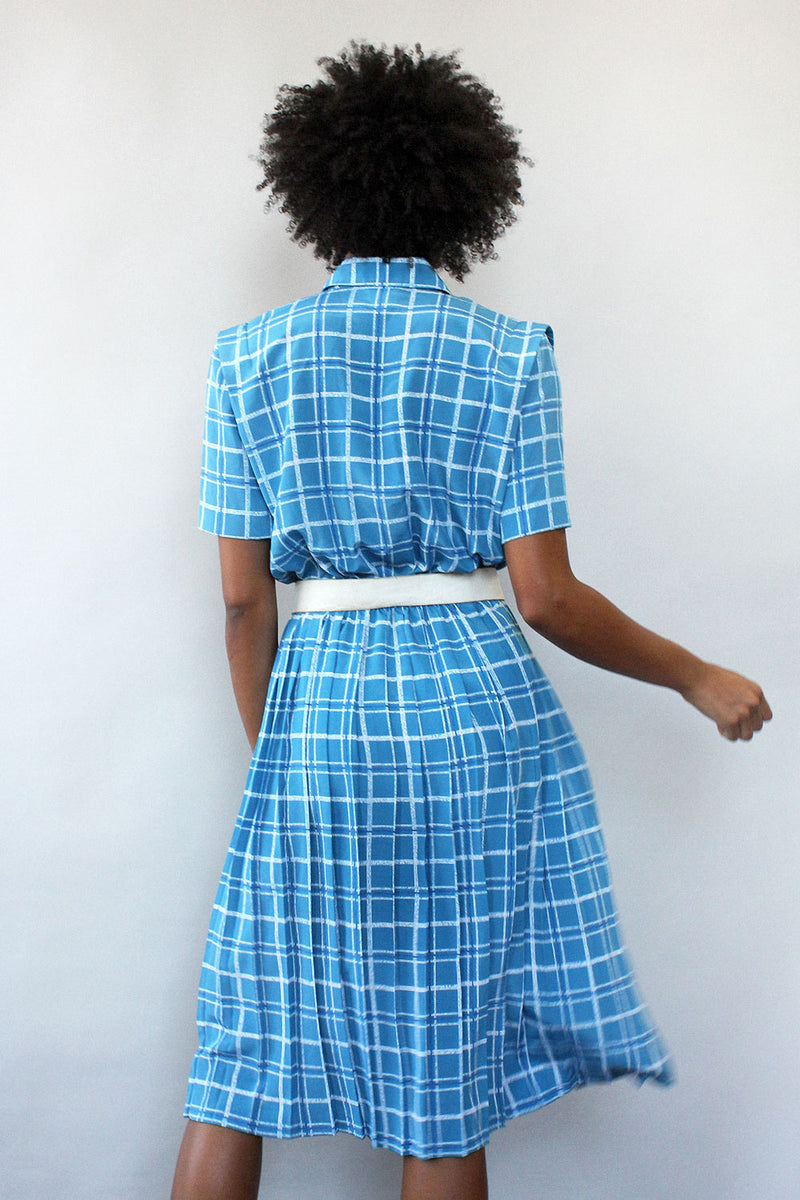 blue shirtwaist dress