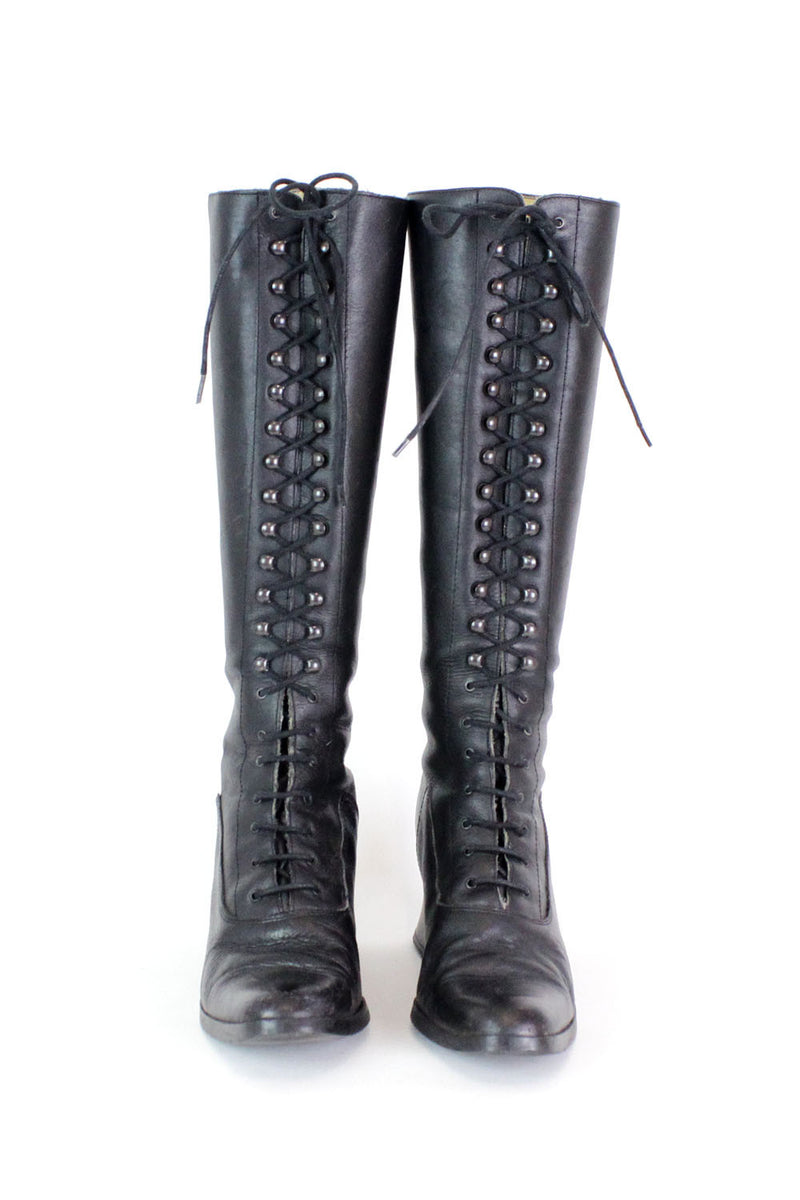 vintage black lace up boots