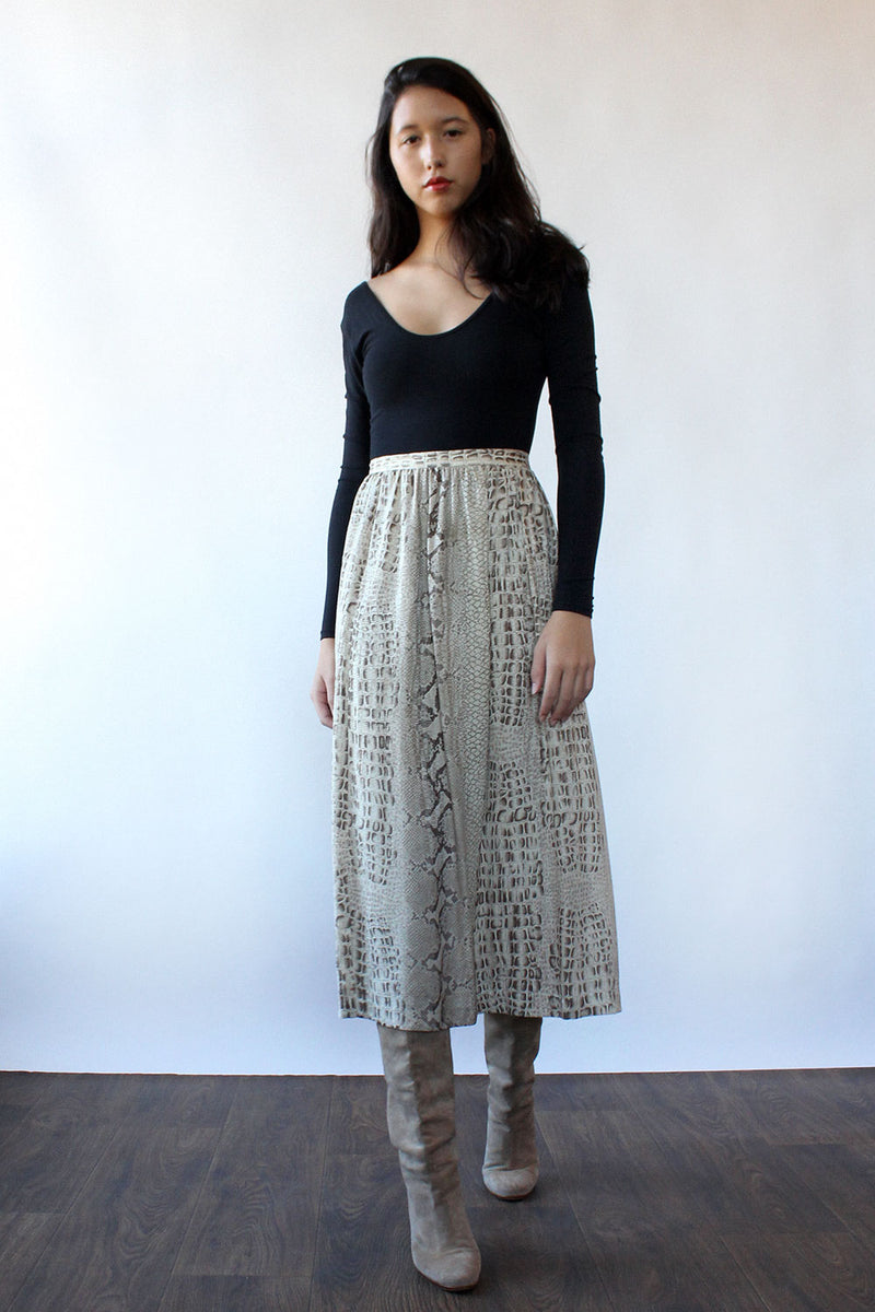 snakeskin silk skirt