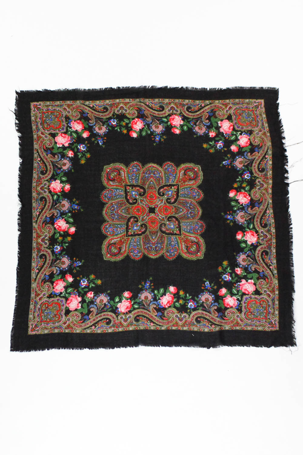 Black Paisley Rose Scarf {M}