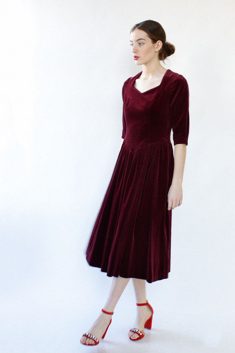 velvet dress midi length