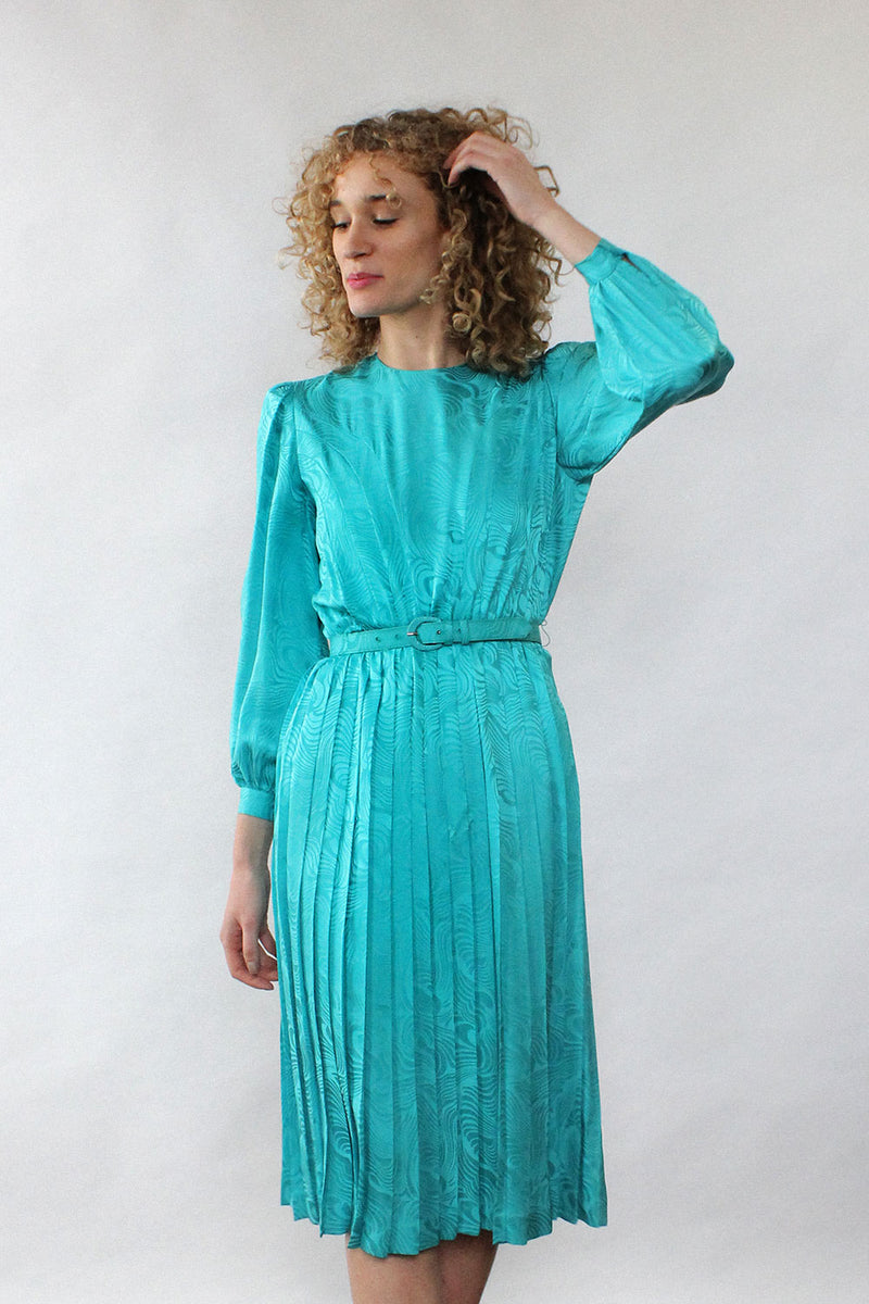 turquoise silk dress