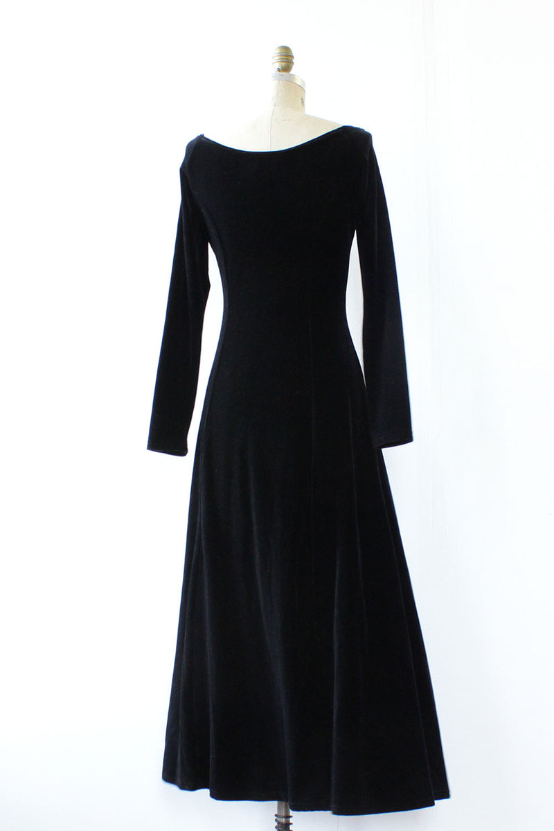 black velour maxi dress