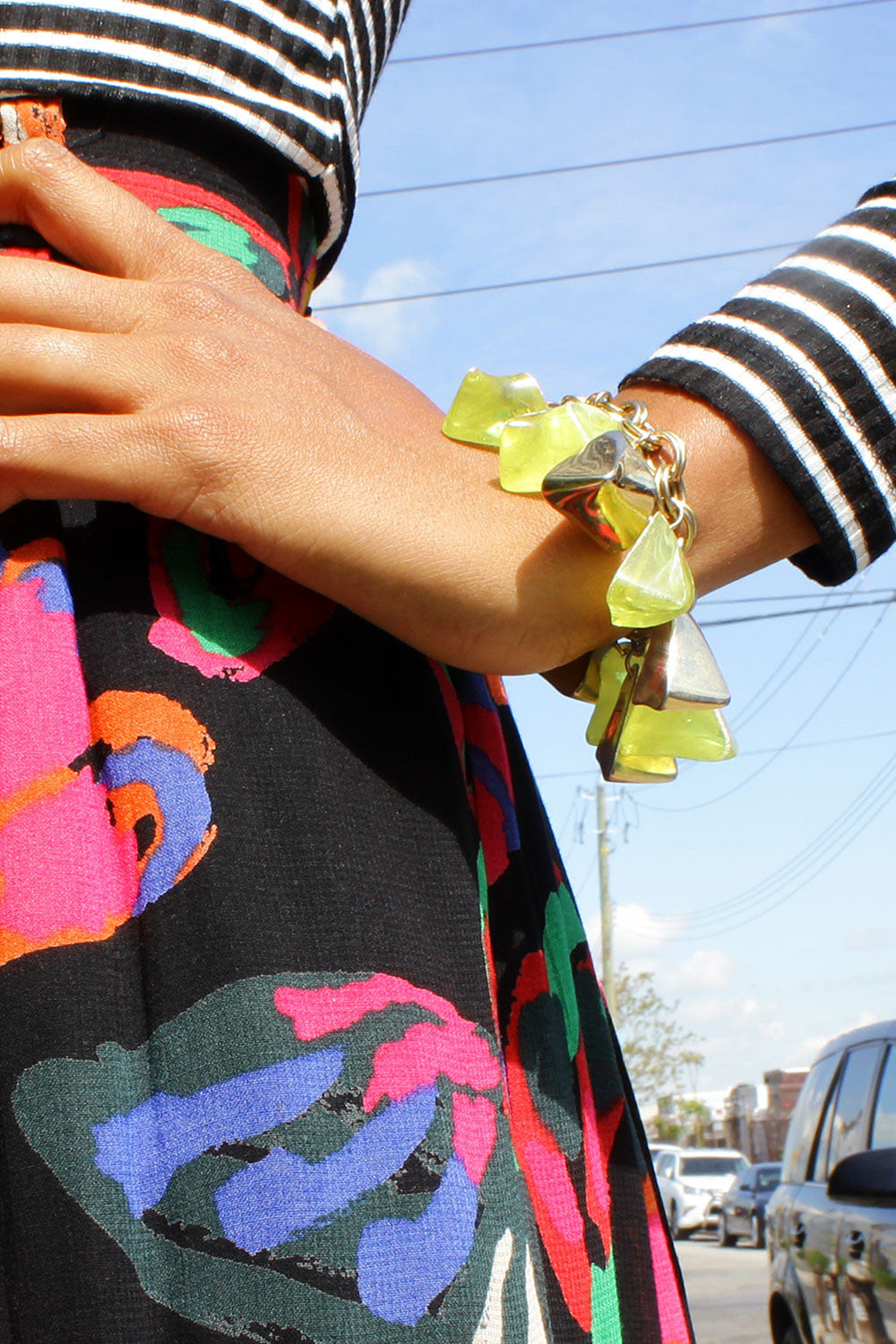 Brass & Lime Organic Charm Bracelet