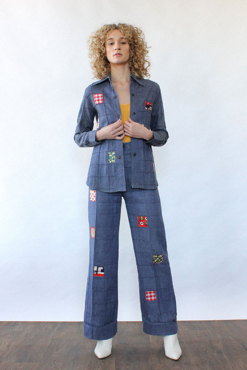 denim pantsuit