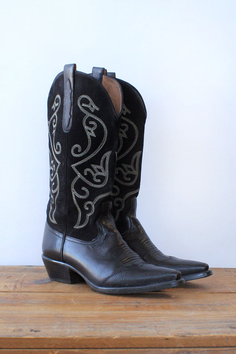 Noir Stitch Cowboy Boots 7.5 – OMNIA
