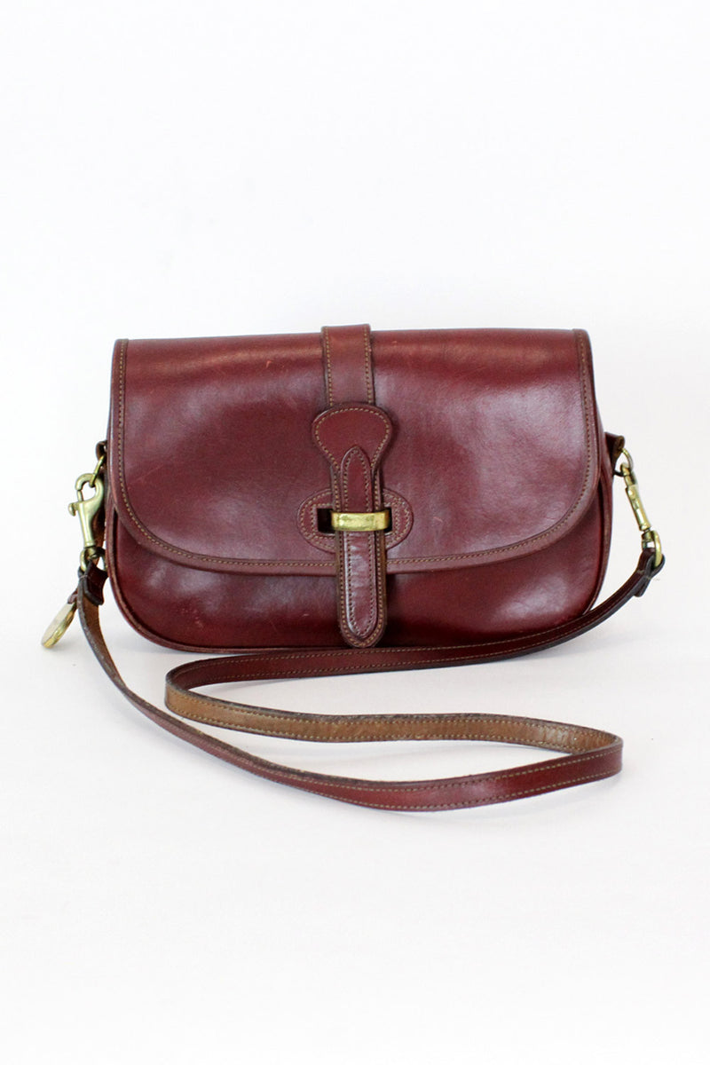 DOONEY and BOURKE c.1980's Taupe Leather Flap Top Equestrian Saddle Shoulder  Bag at 1stDibs