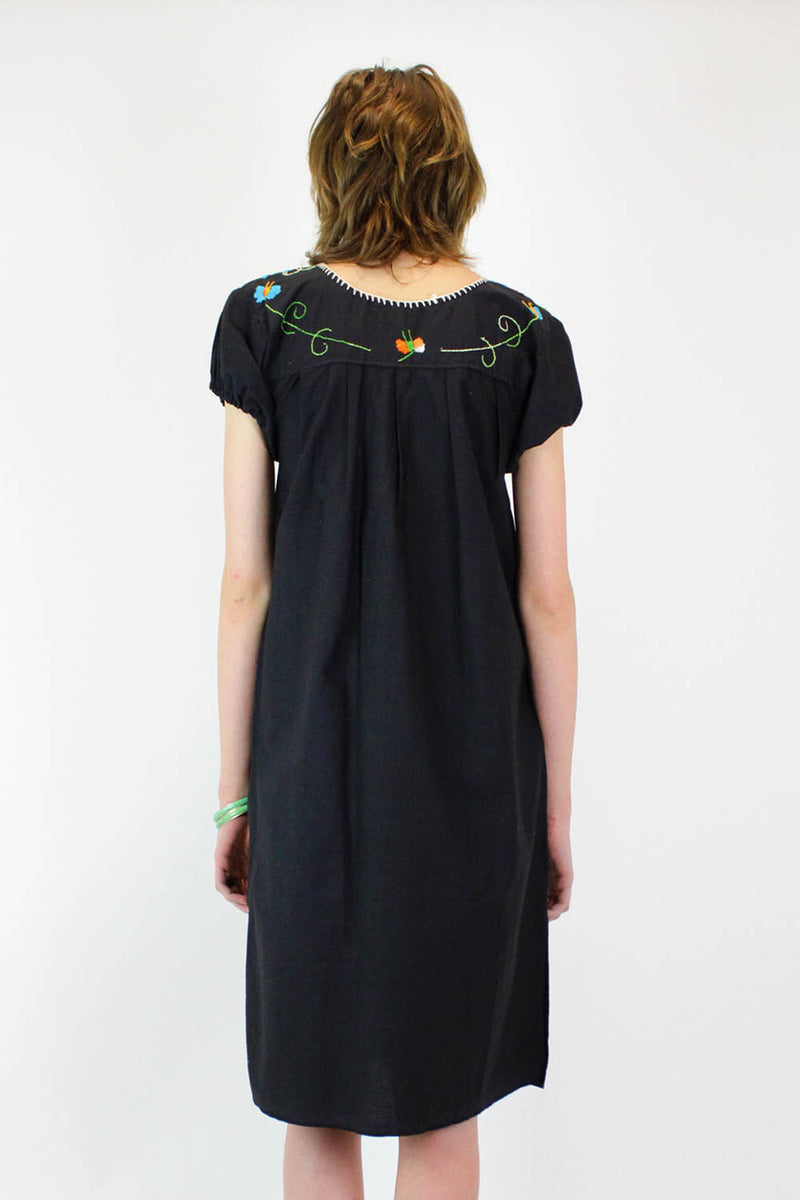 embroidered smock dress