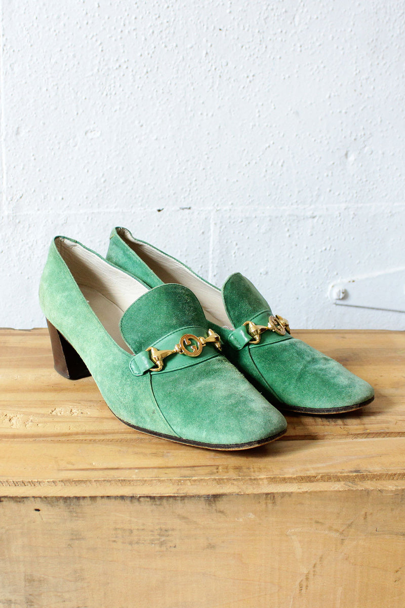 suede heeled loafers