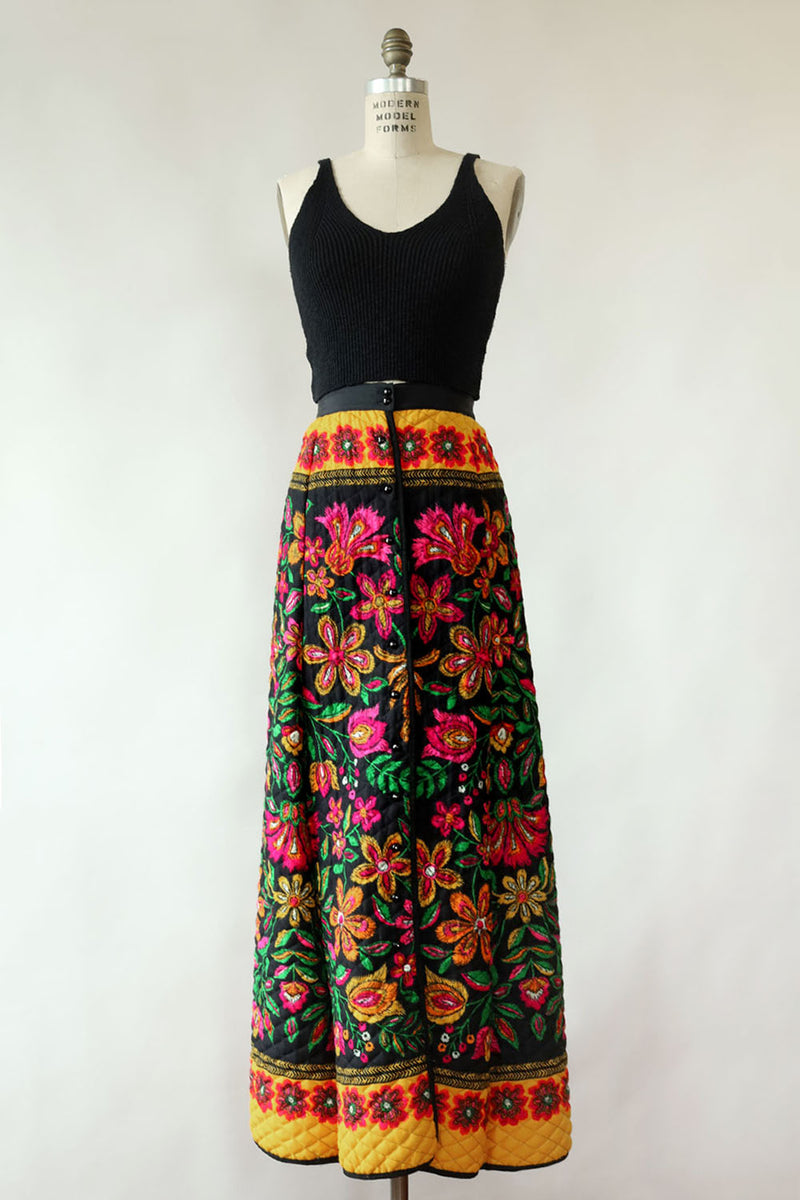 quilted maxi skirt