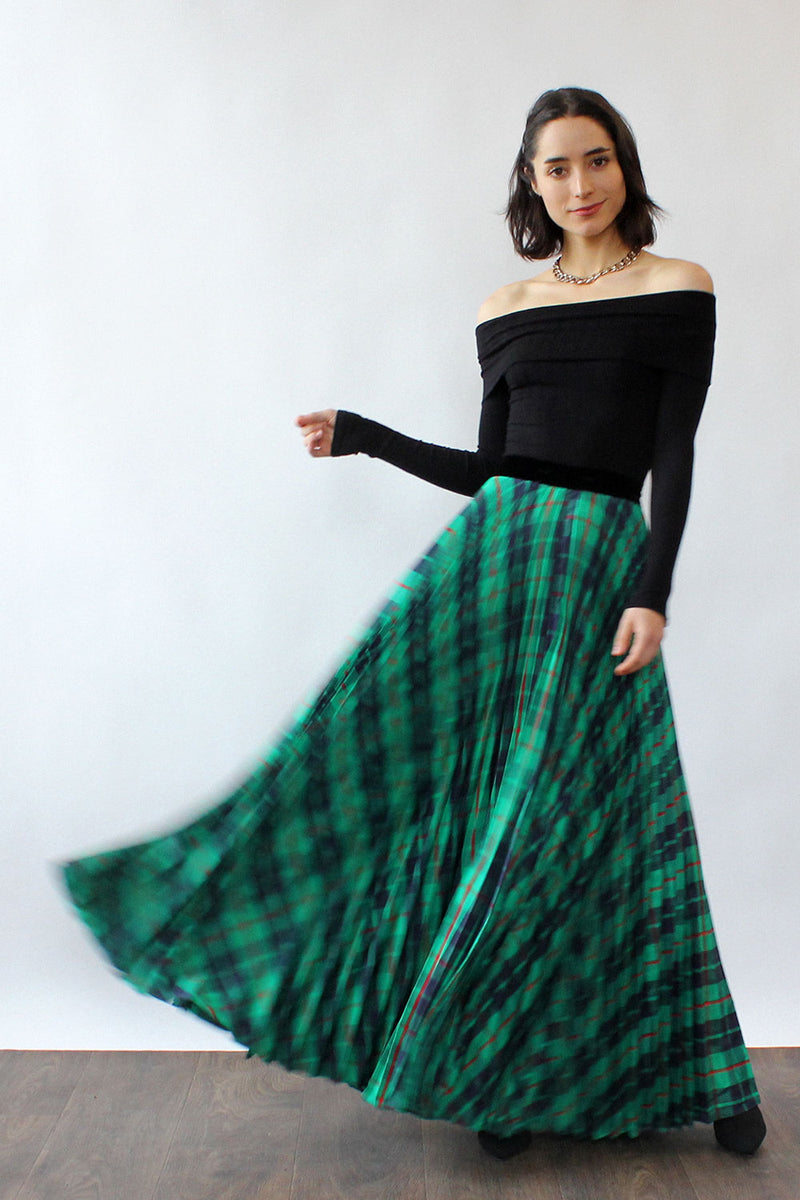 accordion pleated maxi skirt