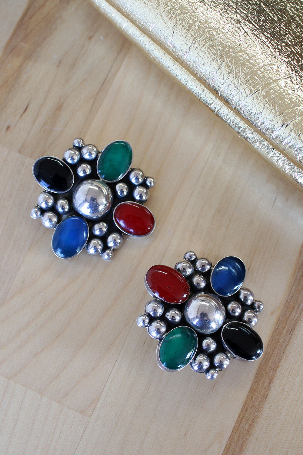 Baroque Sterling Clip Earrings
