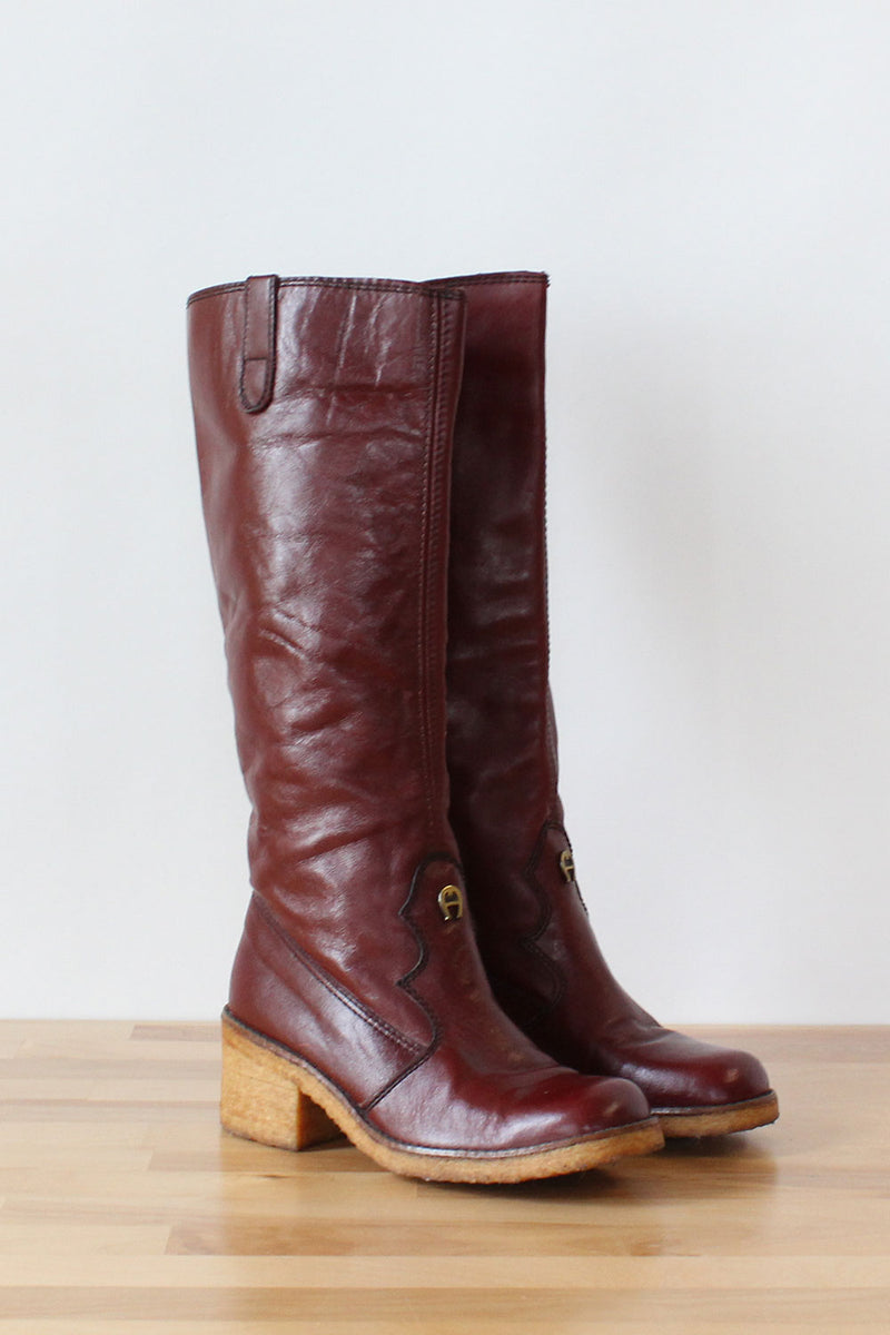 crepe sole knee high boots