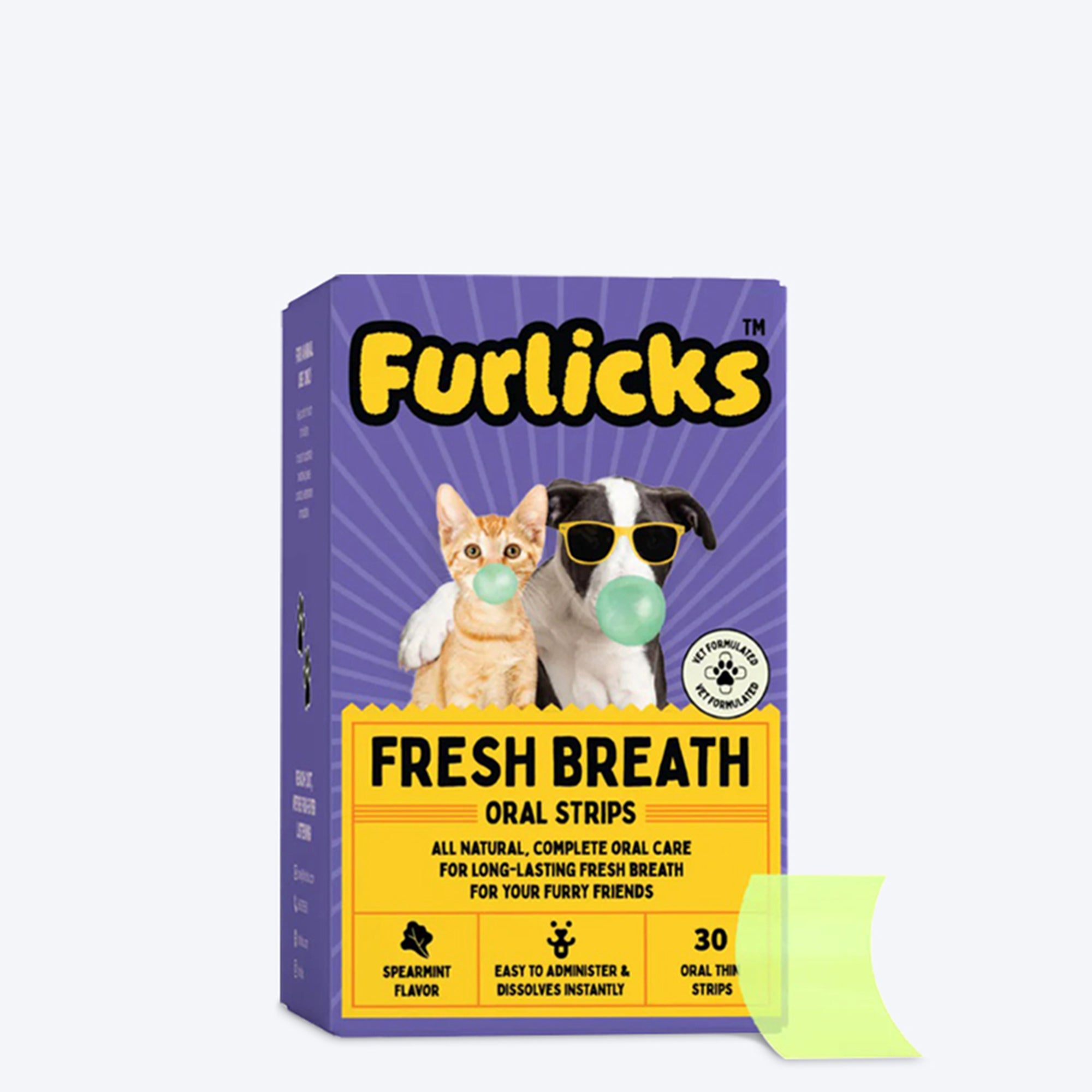 Furlicks Fresh Breath Spearmint Oral Supplement For Cats and Dogs - 45g (30 Strips)
Furlicks Fresh Breath Spearmint Oral Supplement For Cats and Dogs - 45g (30 Strips)