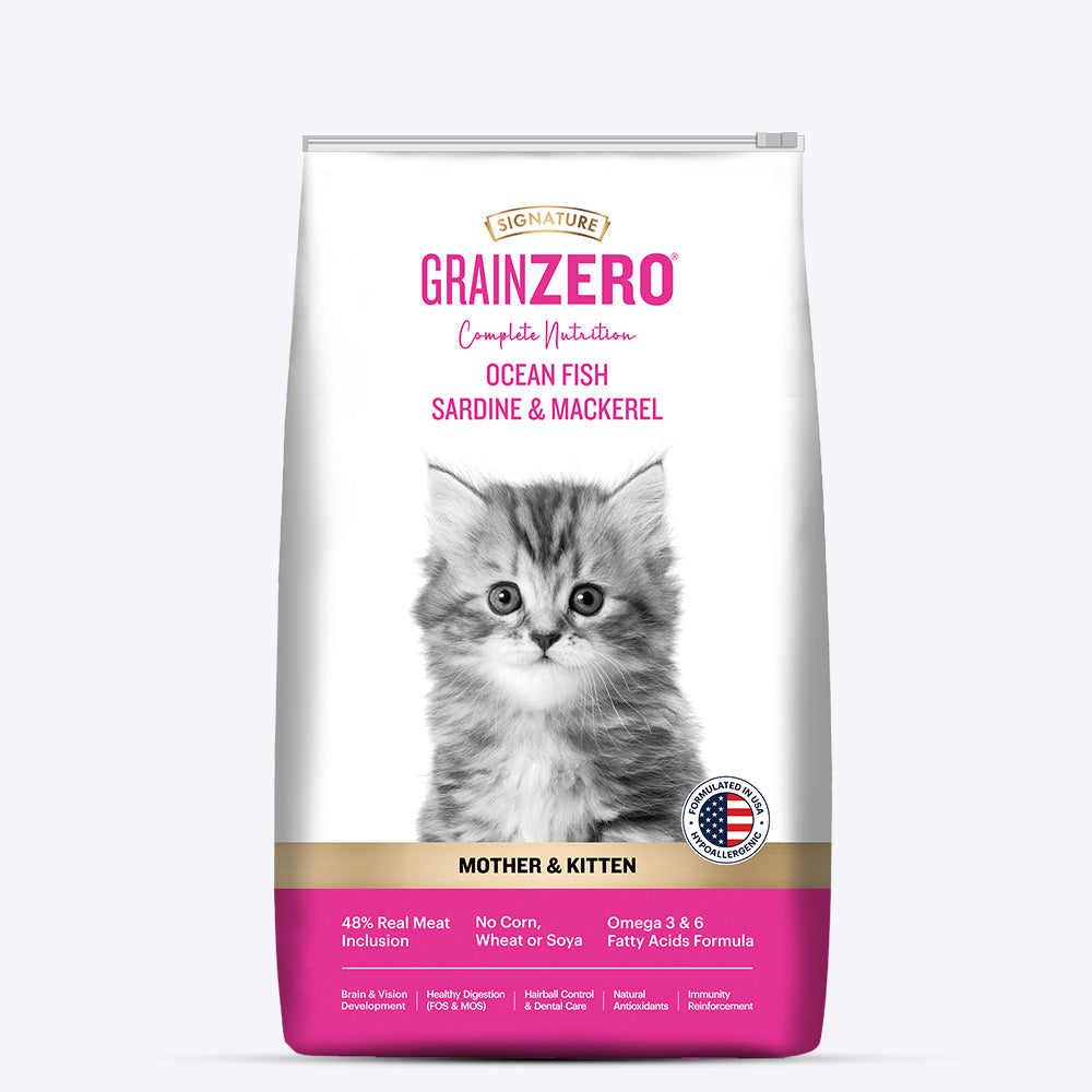 Signature Grain Zero Mother & Kitten Dry Cat Food - All Breed ...