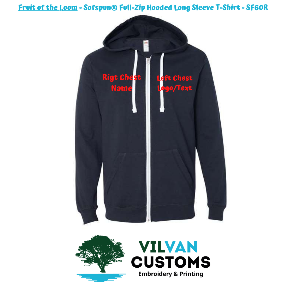 Custom Embroidery, Fruit of the Loom - Sofspun Full-Zip Hooded