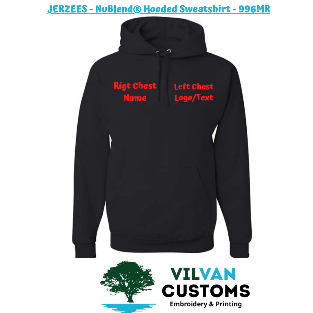 Custom Embroidery, JERZEES NuBlend Sweatshirt Hooded 996MR