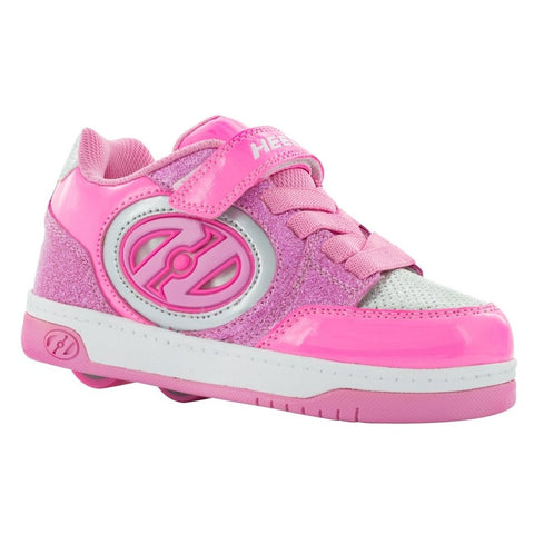 Heelys Plus X2 Lighted Girls Roller Skate Shoes Neon Pink Light Pink Silver 