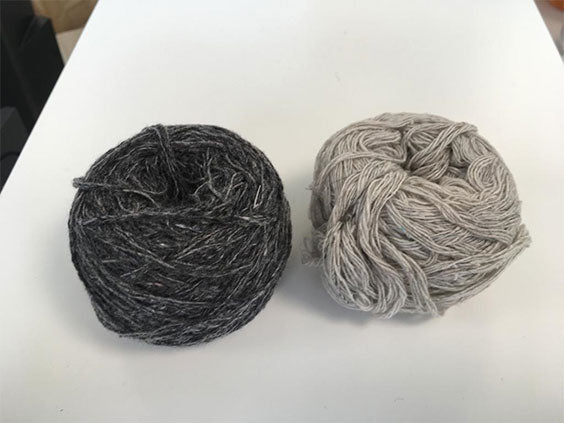 Fils gris et écrus 100% chaussettes recyclées 