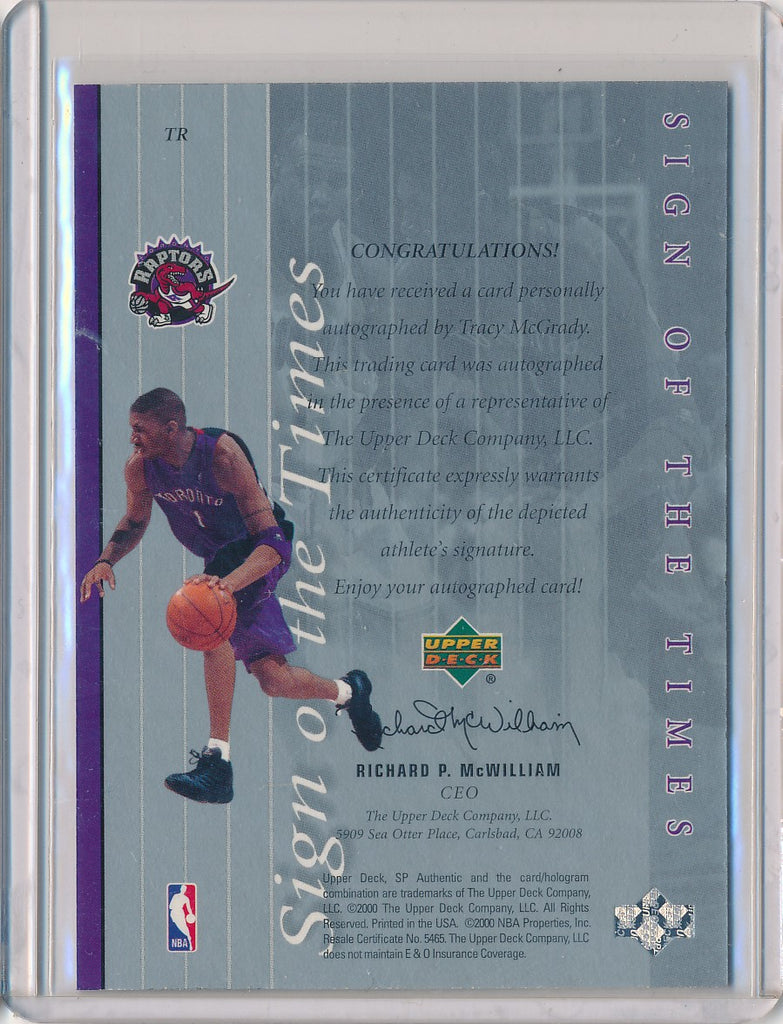 Upper Deck 1999-2000 SP Authentic Sign Of The Times #TR Tracy