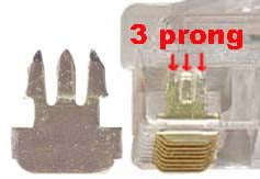 RJ45 Cat.6 Plug Solid 3 Prong w/Inserter 100pk, 3-Prong