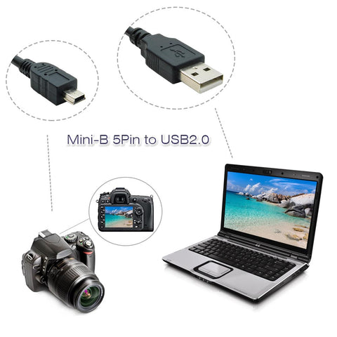 USB 2.0 A-Male to Mini-B 5-Pin Male USB Cable