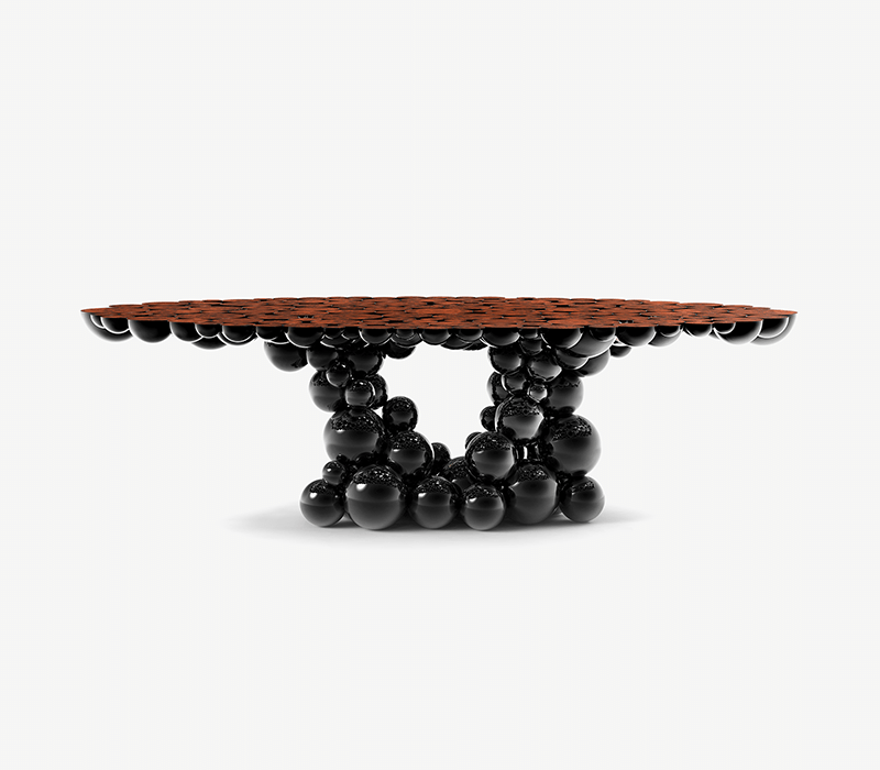BOCA DO LOBO NEWTON DINING TABLE BLACK WALNUT
