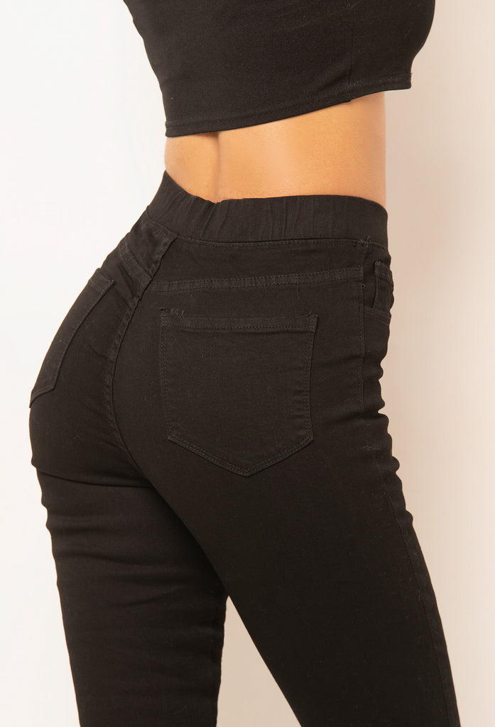 Premium Black Denim Jeans Style Women's Leggings W/pockets / Work