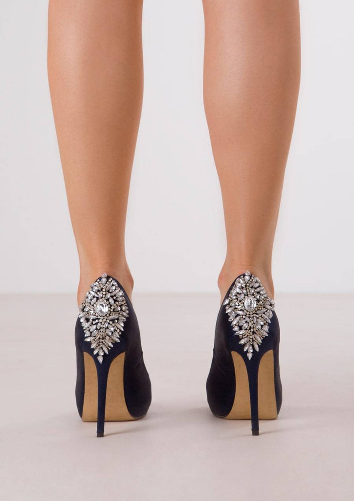 embellished navy heels