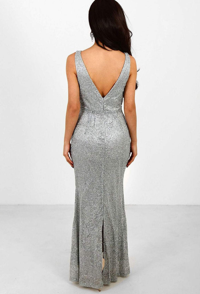 silver sparkly maxi dress